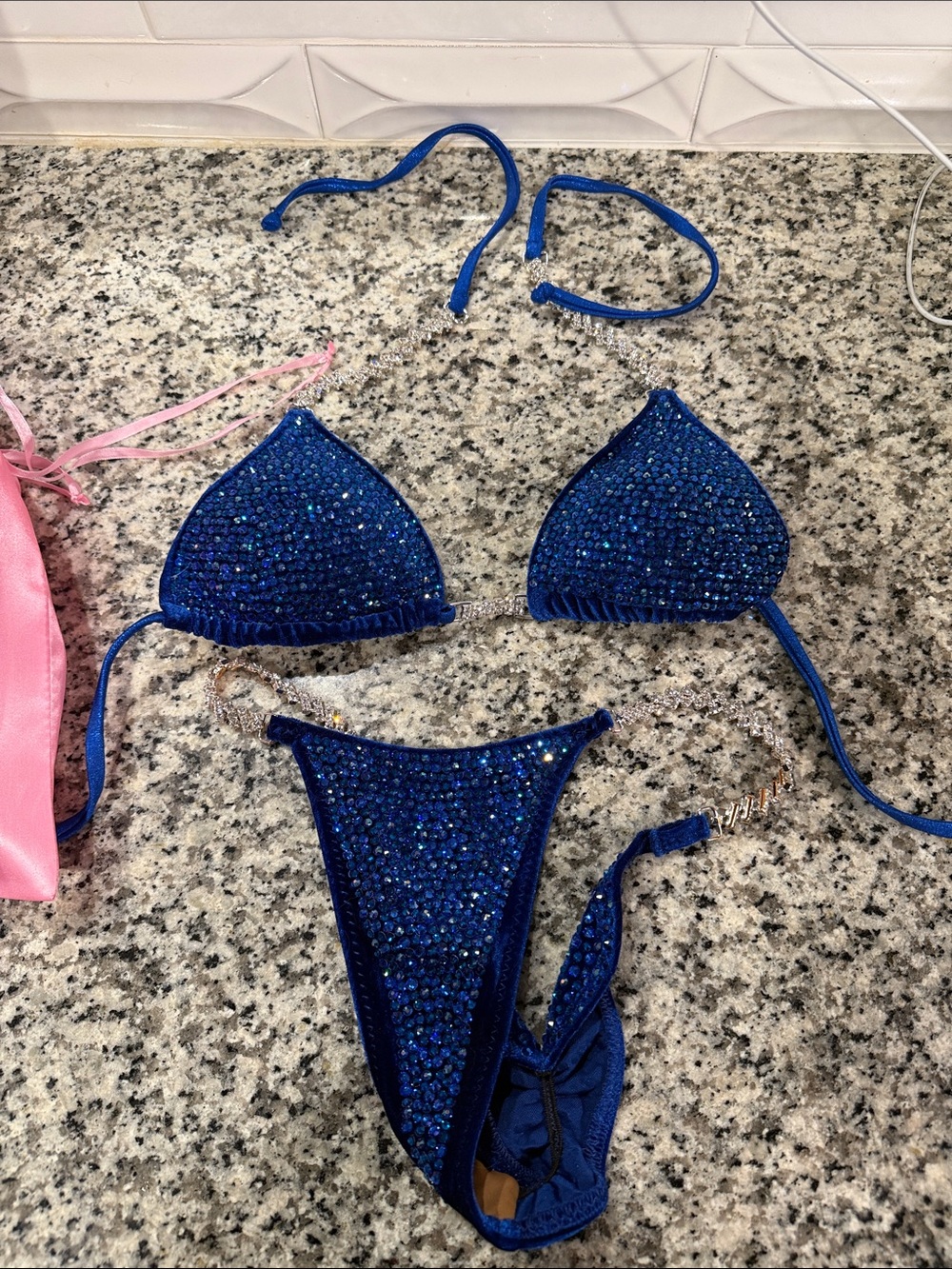 Rhinestone Crystal Blue Bikini Pro Set
